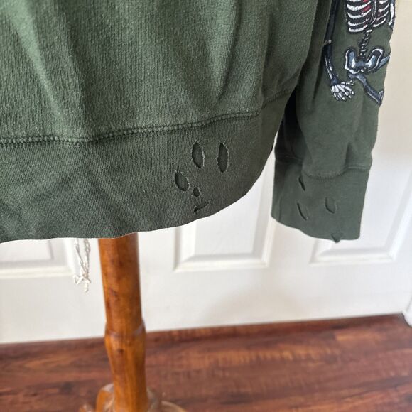 Zadig Voltaire Paris Womens Sweatshirt Top Large Embroidered Skeleton Distressed - Picture 5 of 16